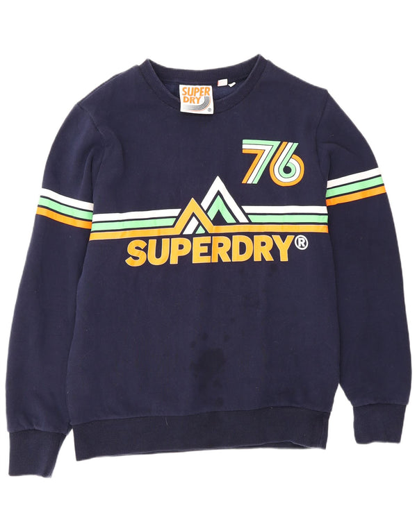 Felpa grafica da uomo Superdry Jumper XL blu navy in cotone