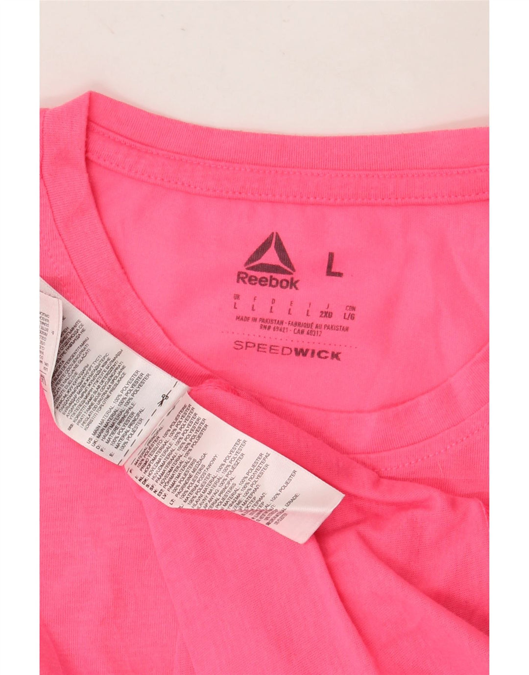 T-shirt grafica da uomo Reebok Top grande rosa in poliestere