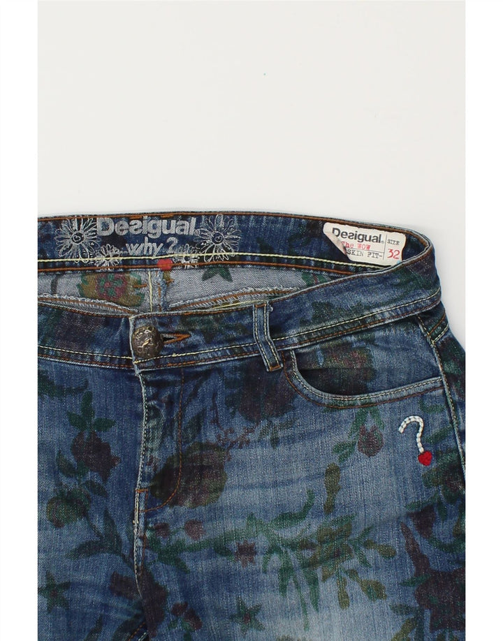Jeans skinny da donna DESIGUAL W32 L32 poliestere floreale blu