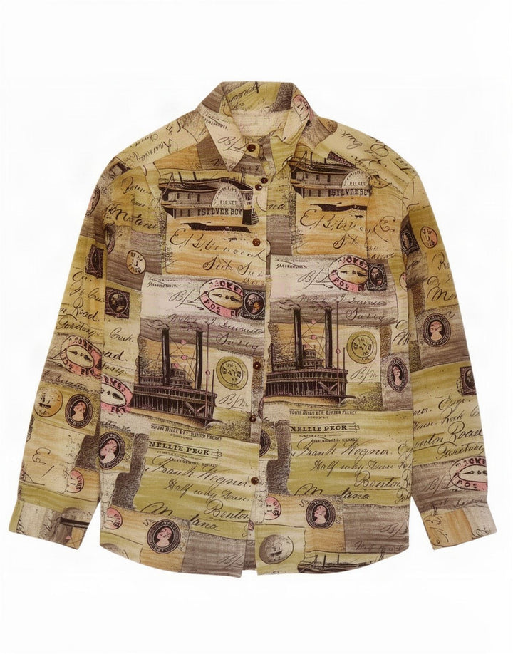 Camicia vintage da donna con motivo astratto UK 14 media multicolore