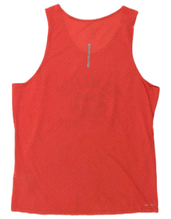 Nike Donna Dri Fit Graphic Canotta Top UK 14 Medio Rosso Poliestere Sport
