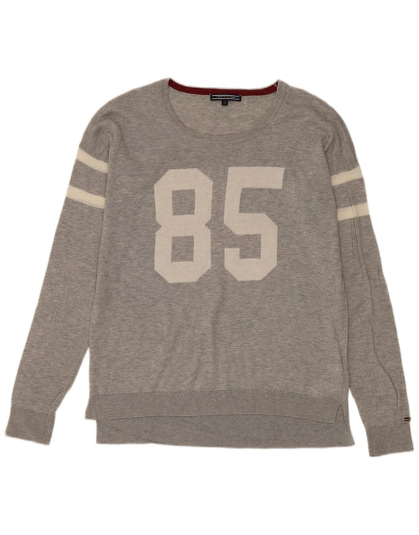 Tommy Hilfiger Maglione da uomo con collo a barca grafico Maglione in lana grigio medio