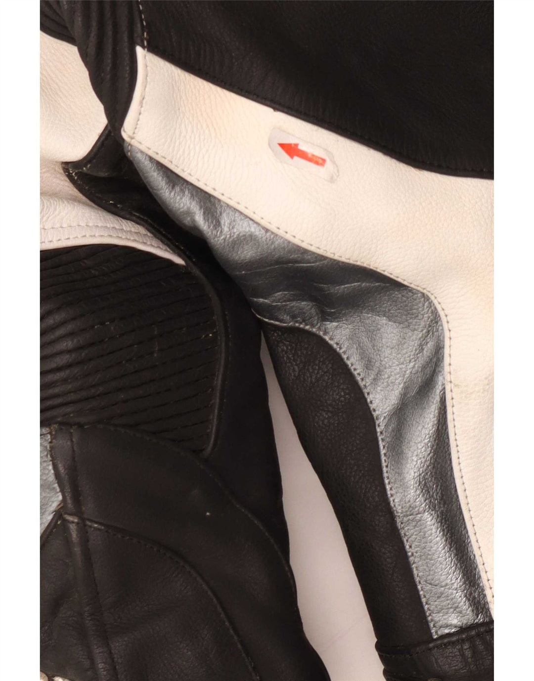 Giacca da corsa grafica da uomo Giudici UK 36 Small in pelle nera a blocchi di colore