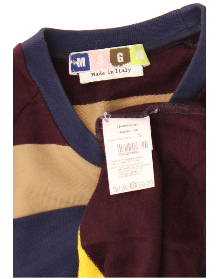 MSGM Felpa Uomo Maglione Piccolo Cotone a Righe Multicolori