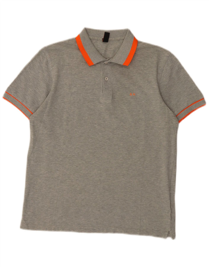 Polo da uomo Sun68 in cotone grigio medio