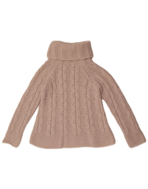 Maglione maglione a collo alto da donna Marks & Spencer UK 10 piccolo acrilico beige