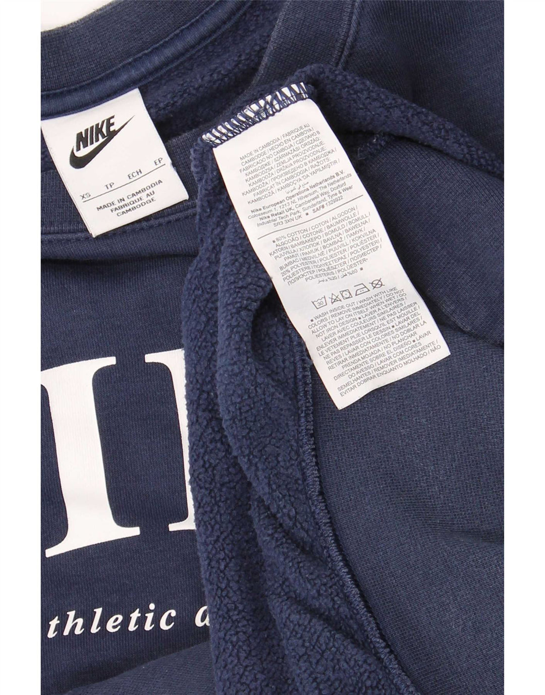 Felpa oversize con grafica Nike da uomo, XS, cotone blu navy