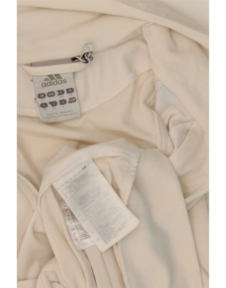 Giacca da tuta da donna Adidas UK 12 poliestere bianco medio