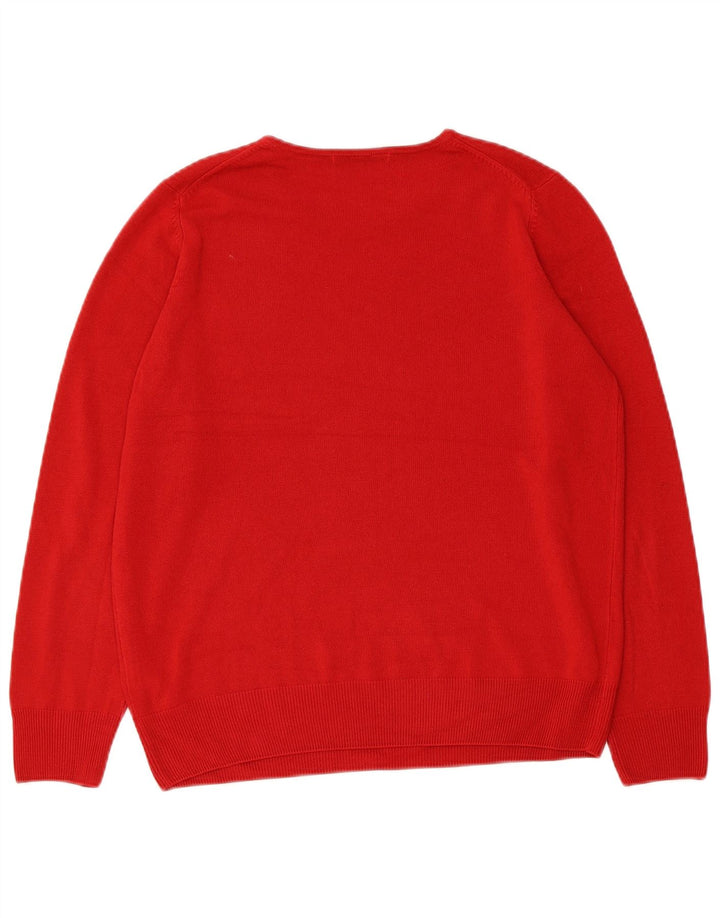 Maglione maglione girocollo da donna Marks & Spencer UK 14 Acrilico rosso medio