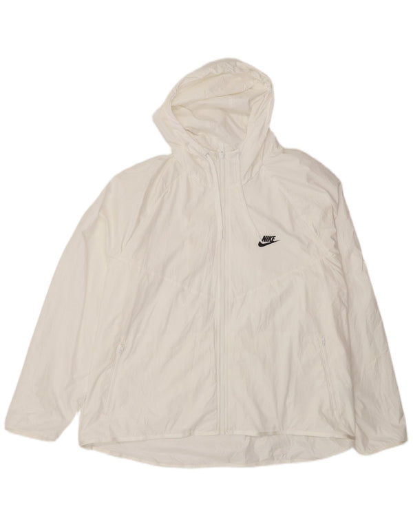 Giacca antipioggia con cappuccio da uomo Nike UK 44 2XL poliestere bianco