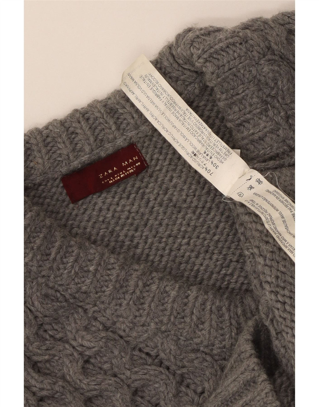 Maglione Zara da uomo con scollo a V grande in acrilico grigio
