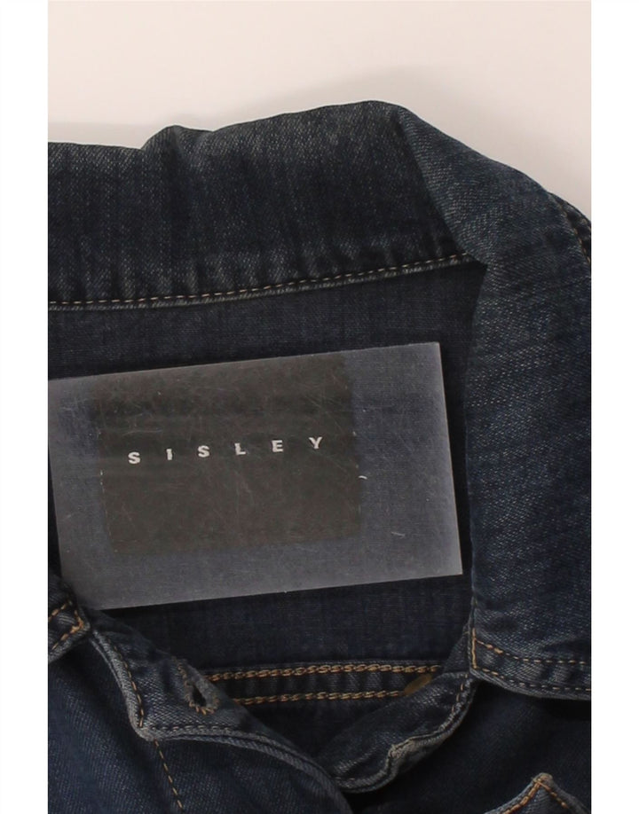 SISLEY Womens Denim Jacket UK 14 Medium Navy Blue Vintage Sisley and Second-Hand Sisley from Messina Hembry 