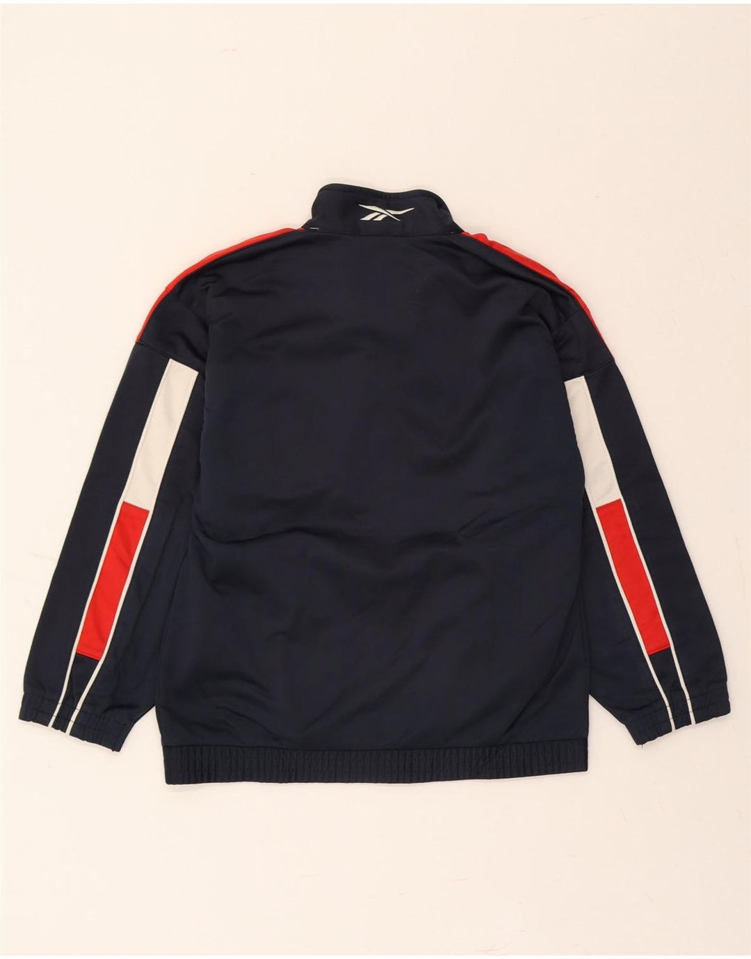 REEBOK Boys Graphic Tracksuit Top Jacket 11-12 Years Navy Blue Polyester Vintage Reebok and Second-Hand Reebok from Messina Hembry 