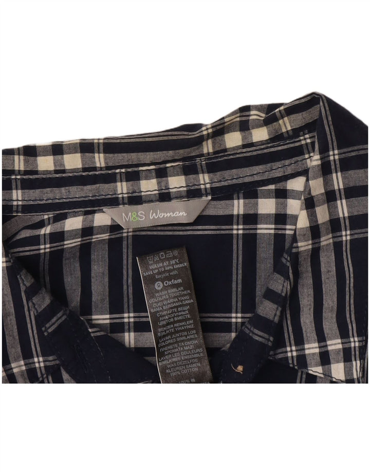 Camicia da donna Marks & Spencer UK 16 Grande cotone a quadri blu navy