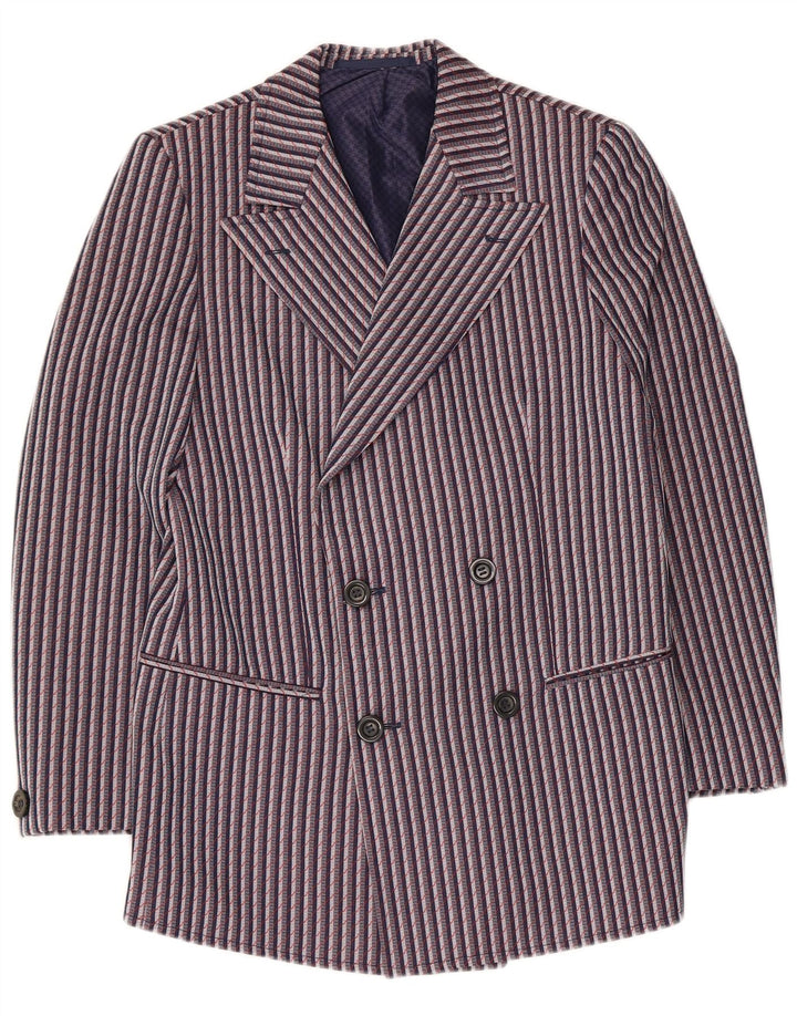 Giacca blazer doppiopetto vintage da donna EU 44 XL a righe blu navy