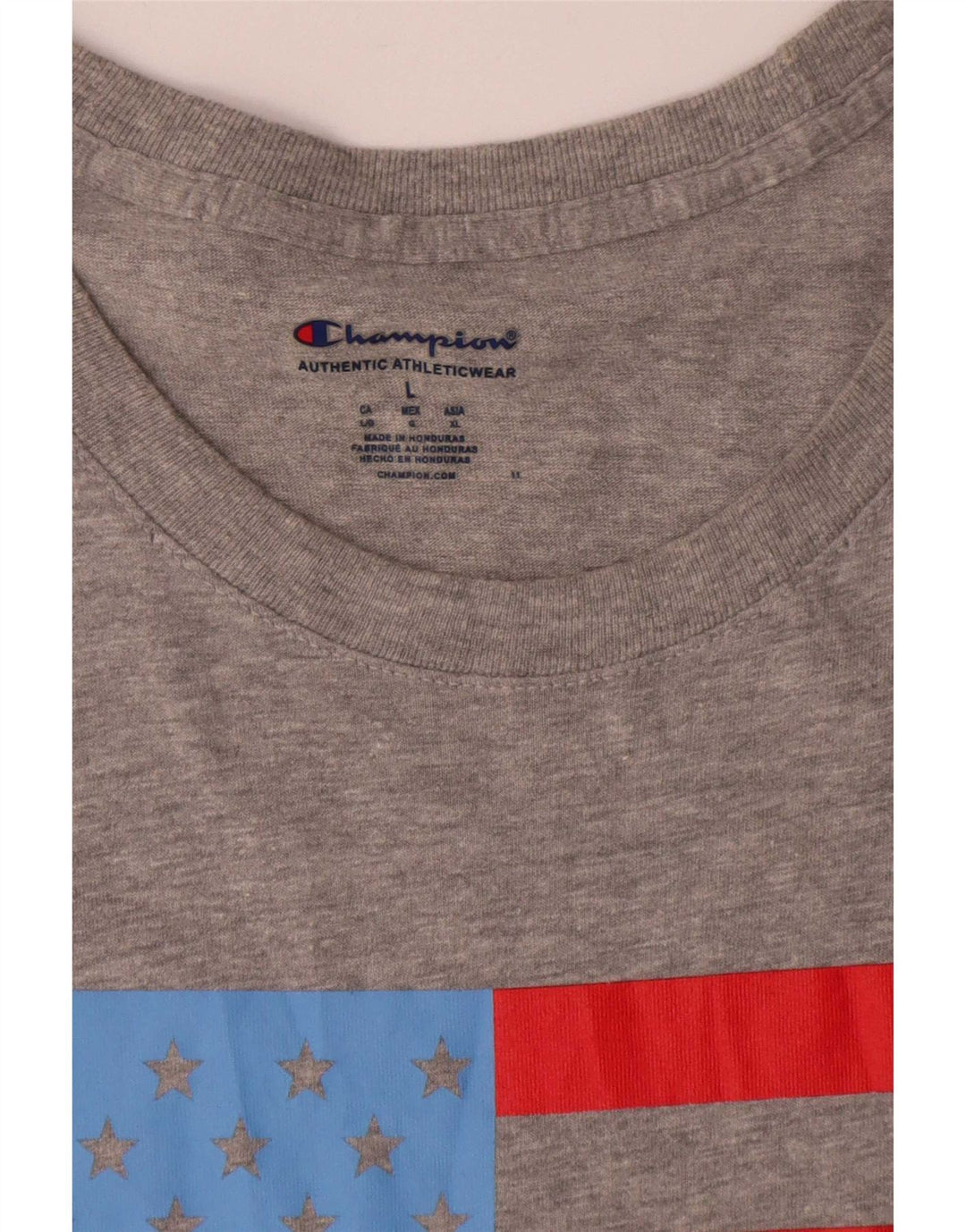 T-shirt grafica da uomo Champion Top grande in cotone grigio