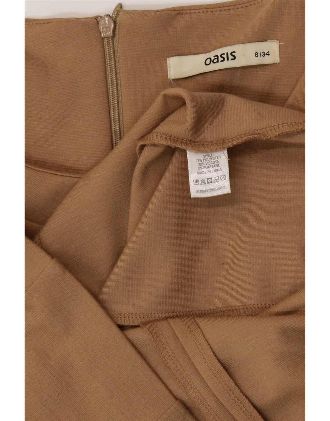 Abito aderente senza maniche da donna Oasis UK 8 piccolo poliestere marrone
