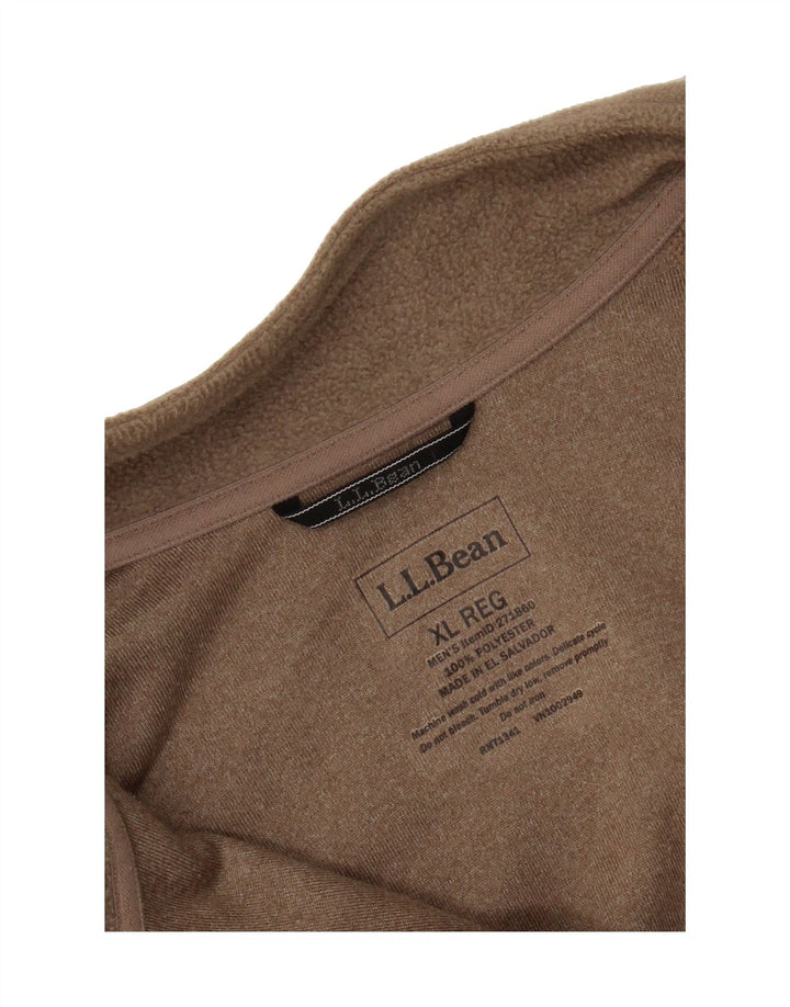 L.L.BEAN Mens Zip Neck Fleece Jumper XL Beige Polyester Vintage L.L.Bean and Second-Hand L.L.Bean from Messina Hembry 