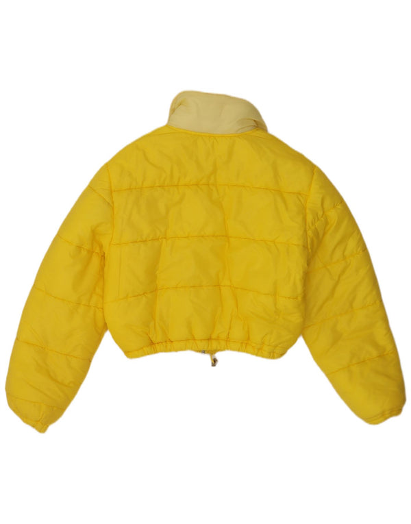 Giacca imbottita corta da donna vintage UK 14 giallo medio