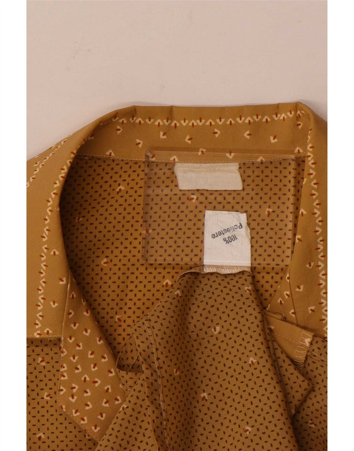 Camicetta da donna vintage UK 14 Poliestere geometrico marrone grande