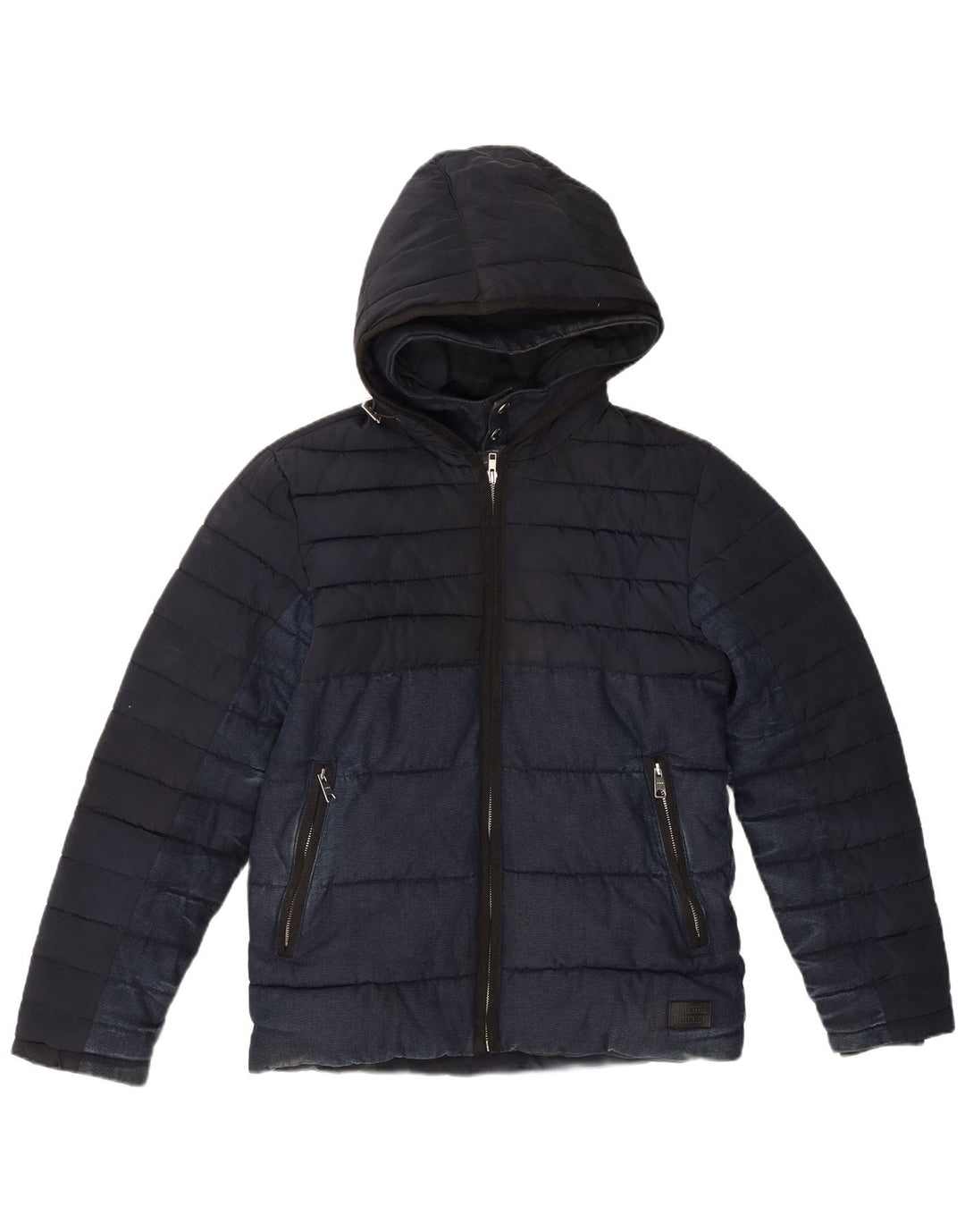 Giacca imbottita con cappuccio da uomo Zara UK 36 Small poliestere blu navy