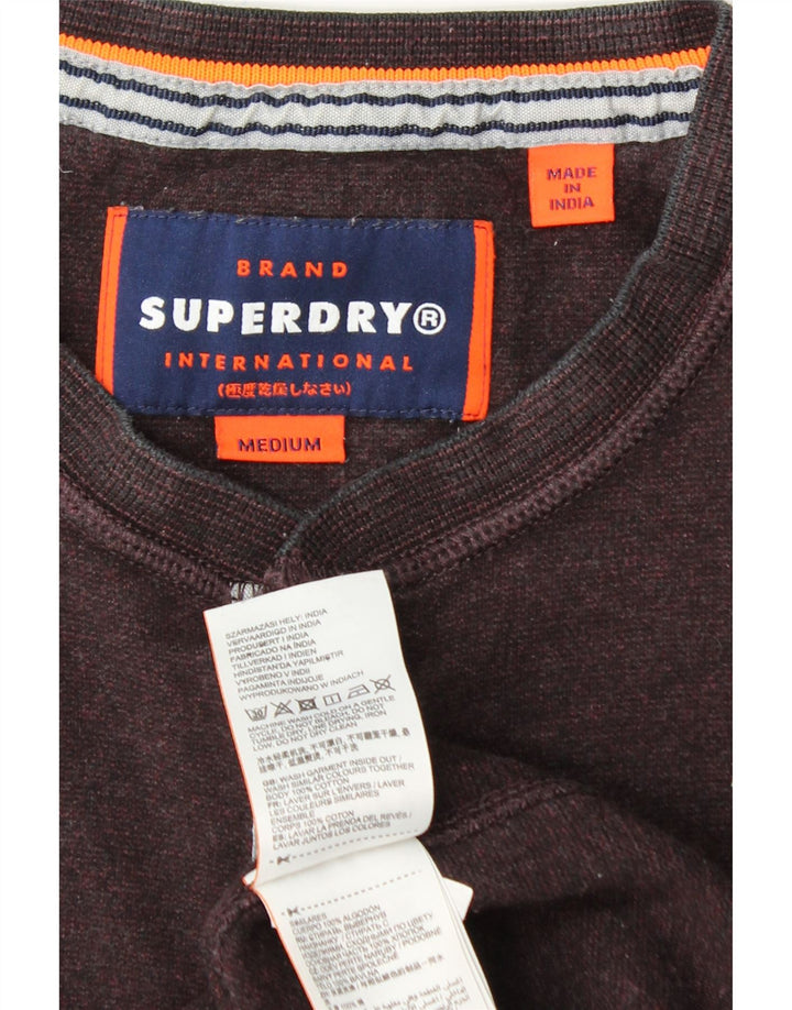Top da uomo SUPERDRY a maniche lunghe in cotone bordeaux medio