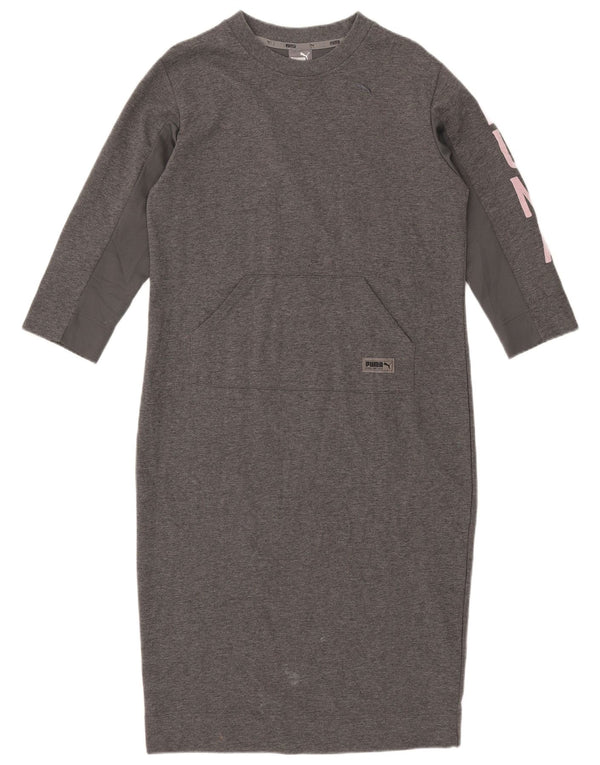 Abito maglione grafico oversize da donna Puma UK 10 piccolo grigio chiazzato