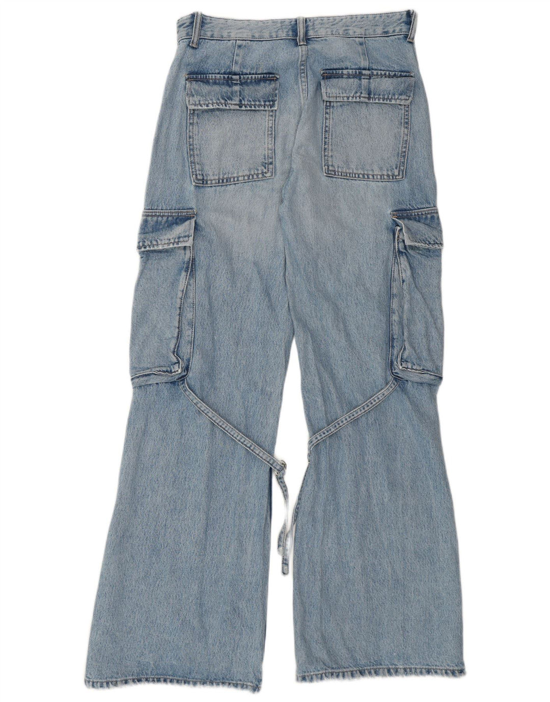 Jeans svasati cargo da donna ZARA EU 36 XS W26 L32 cotone blu