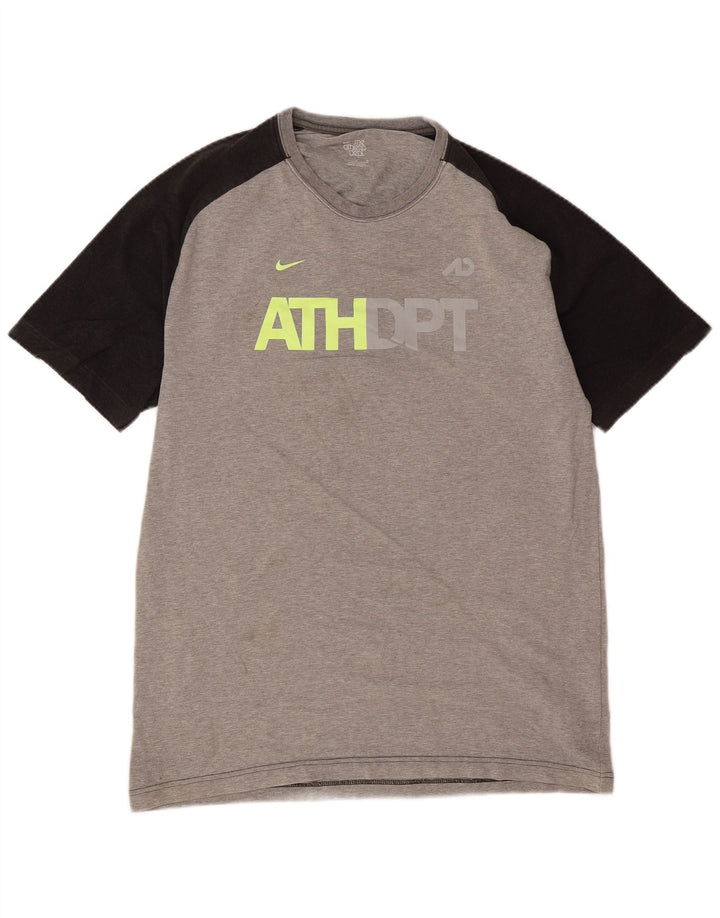 T-shirt grafica da uomo Nike Top Large in cotone color block grigio