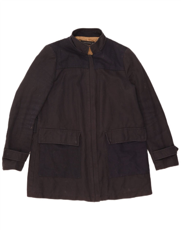 Cappotto giacca a vento da donna Zara UK 14 cotone blu navy medio