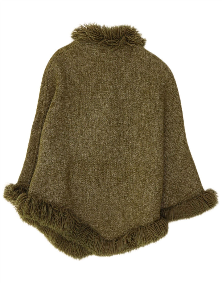 Cappotto poncho vintage da donna taglia unica color kaki
