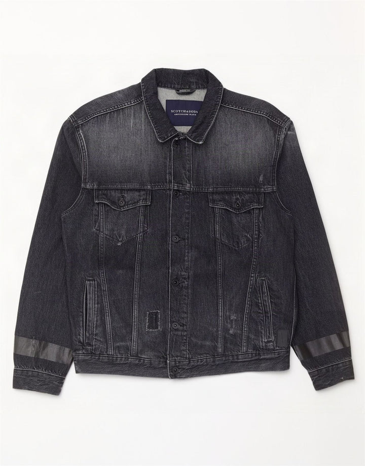 Giacca in denim grafico da uomo Scotch & Soda UK 44 2XL Cotone grigio