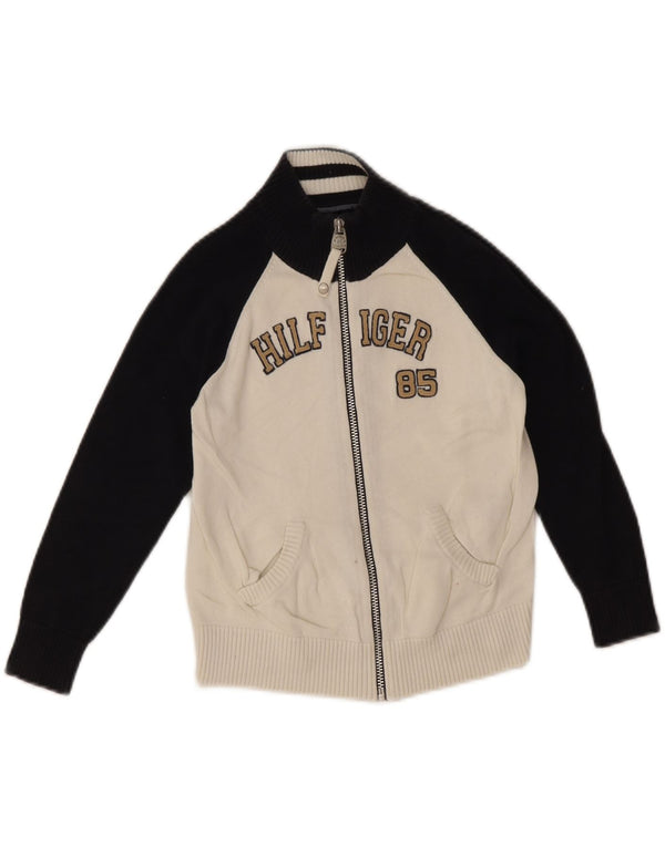 Maglione cardigan per ragazzi Tommy Hilfiger 4-5 anni color block bianco sporco