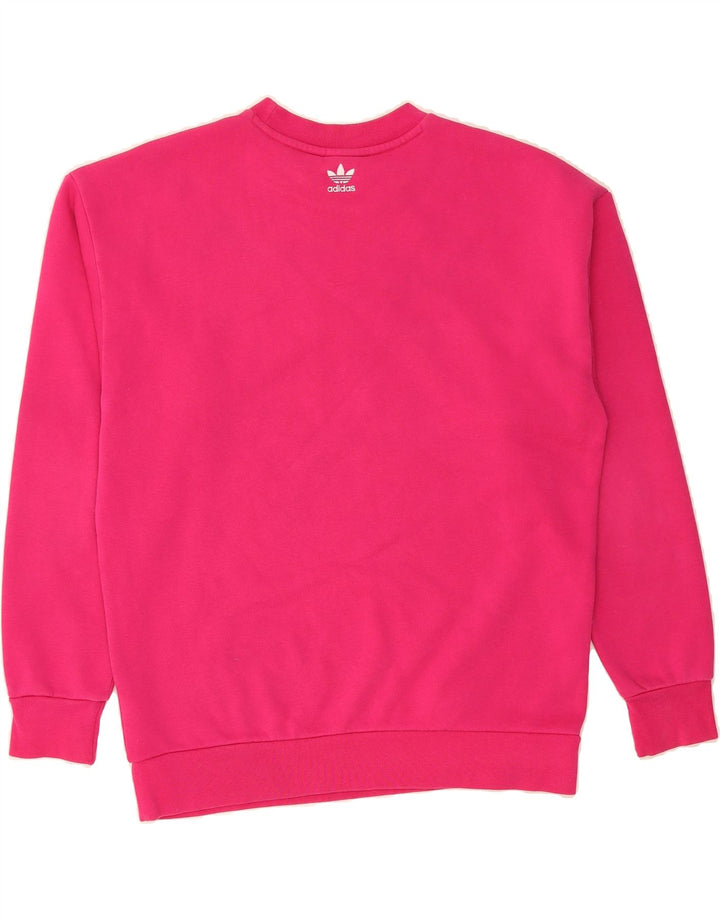 ADIDAS Womens Graphic Oversized Sweatshirt Jumper UK 8 Small  Pink Cotton Vintage Adidas and Second-Hand Adidas from Messina Hembry 