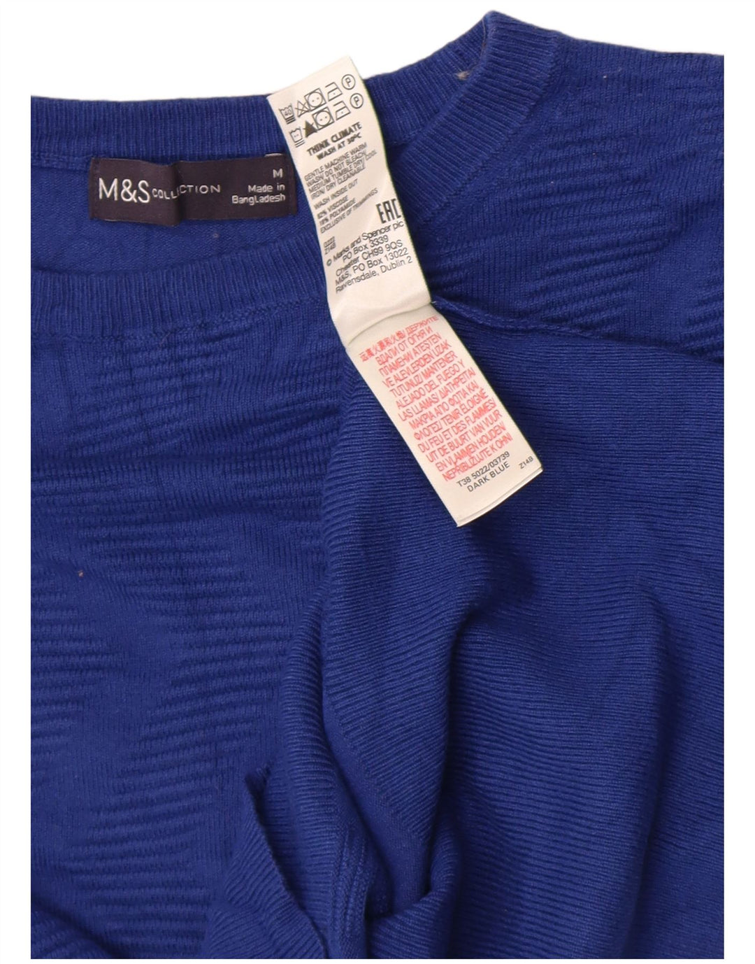 Maglione maglione girocollo da donna Marks & Spencer UK 14 Blu medio geometrico