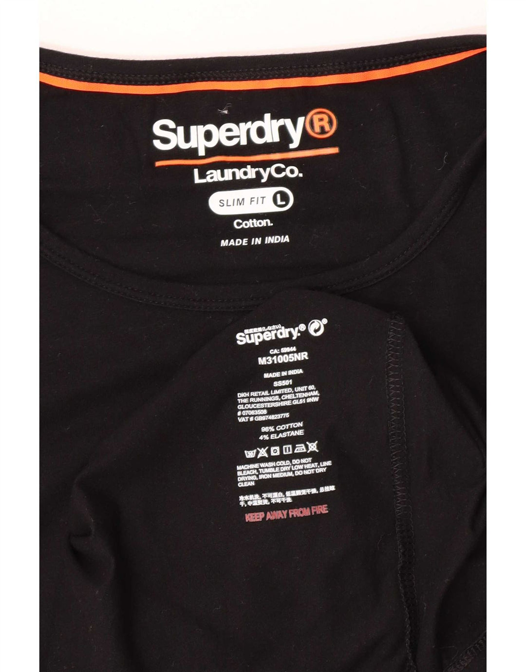 T-shirt da uomo slim fit Superdry Top grande in cotone nero