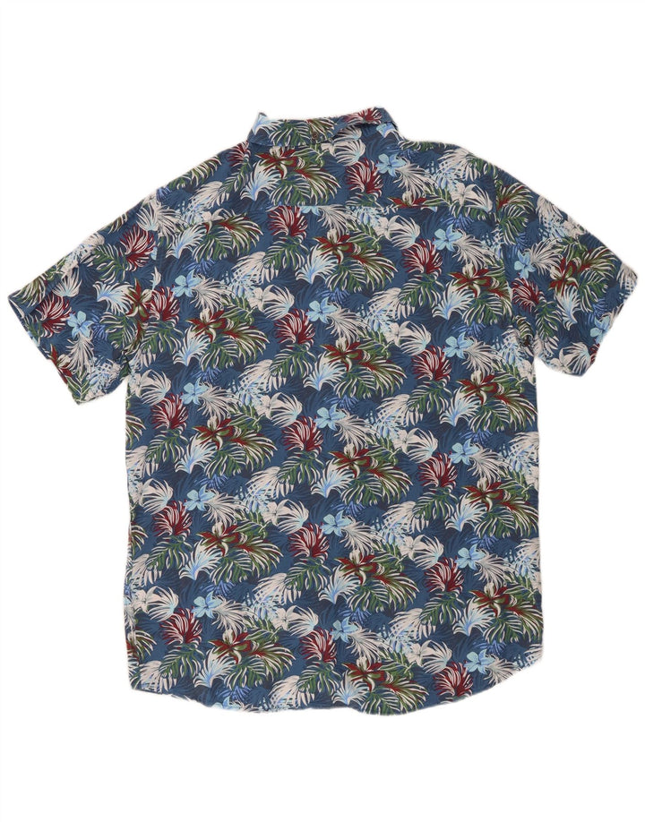 Camicia Uomo Manica Corta Mistral IT 48 Viscosa Floreale Blu Medio