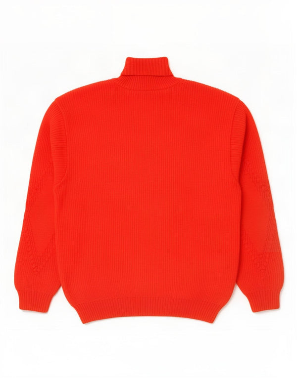 Maglione maglione vintage da uomo con collo alto IT 46 piccolo rosso a rombi/diamante