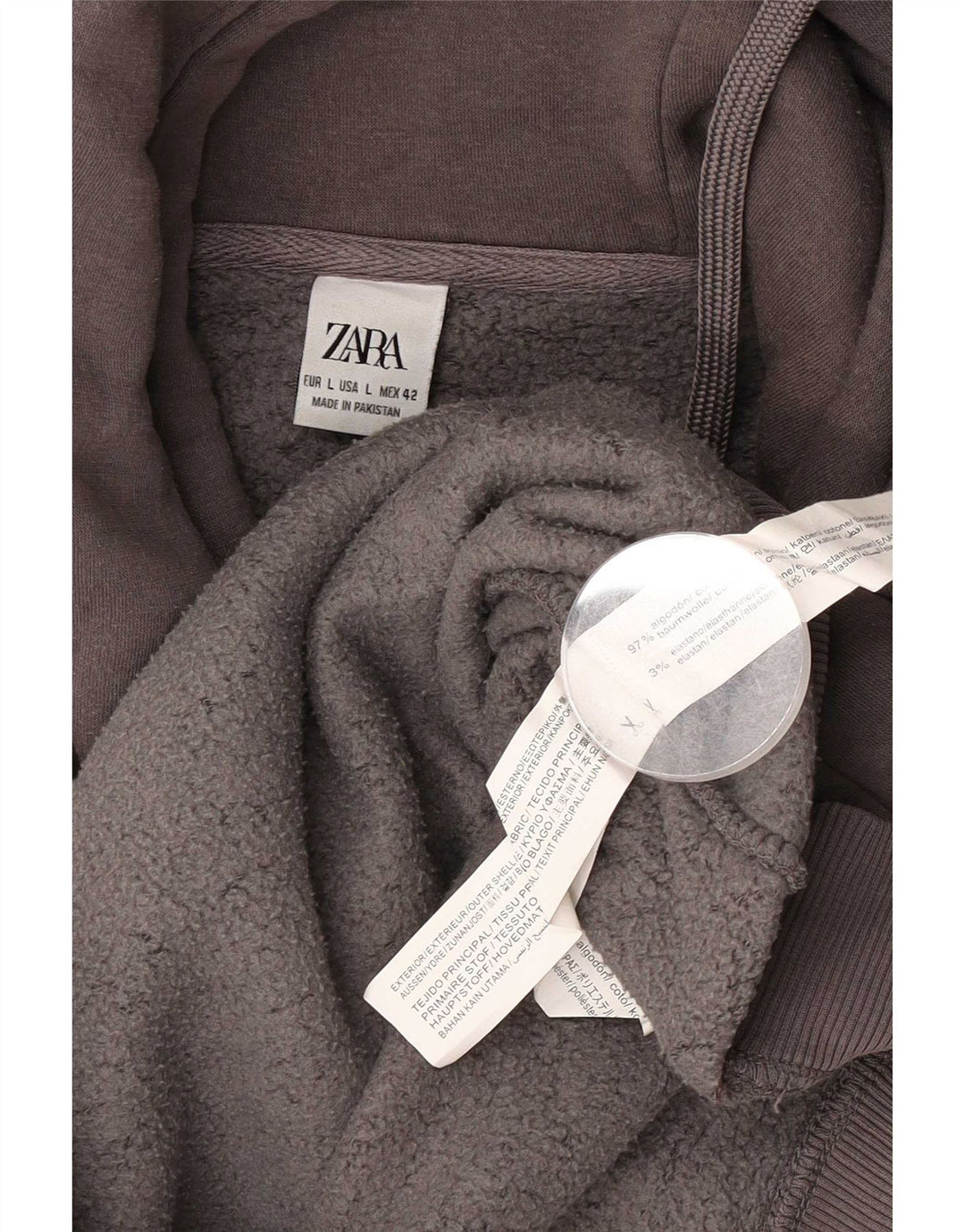 Felpa con cappuccio da uomo Zara grande in cotone grigio