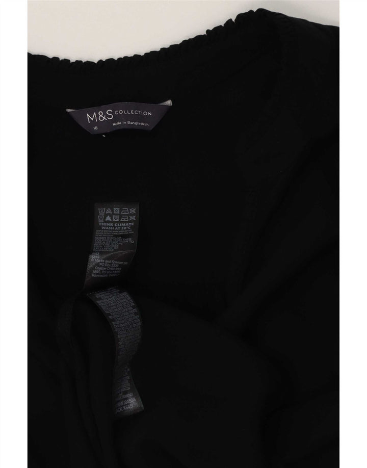 Top camicetta oversize da donna Marks & Spencer UK 16 grande viscosa nera