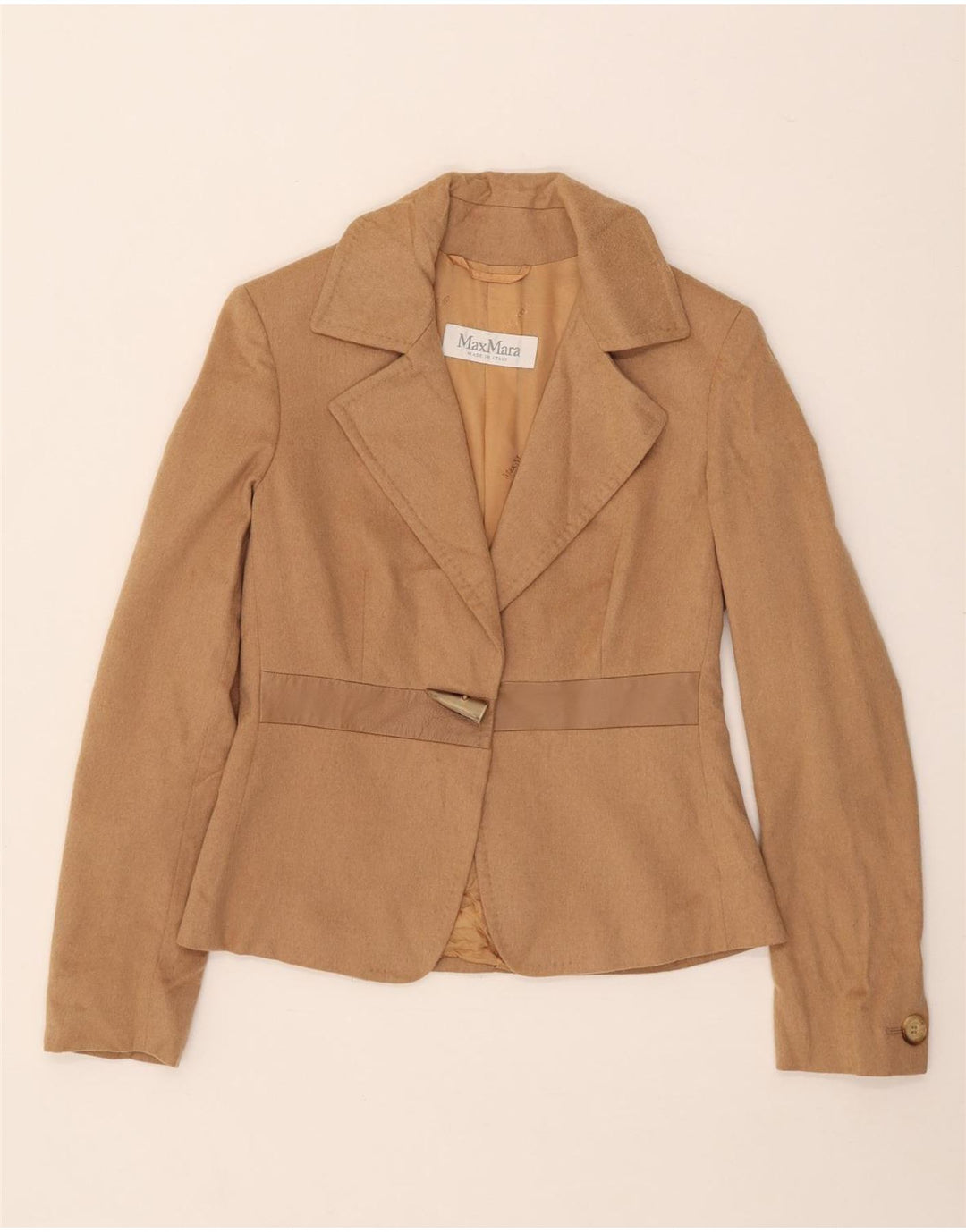 Giacca blazer a 1 bottone da donna Max Mara UK 8 Small Beige Camelhair