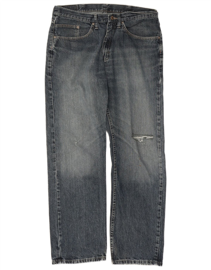 Jeans dritti da uomo Wrangler vestibilità regolare effetto vissuto W34 L29 cotone blu