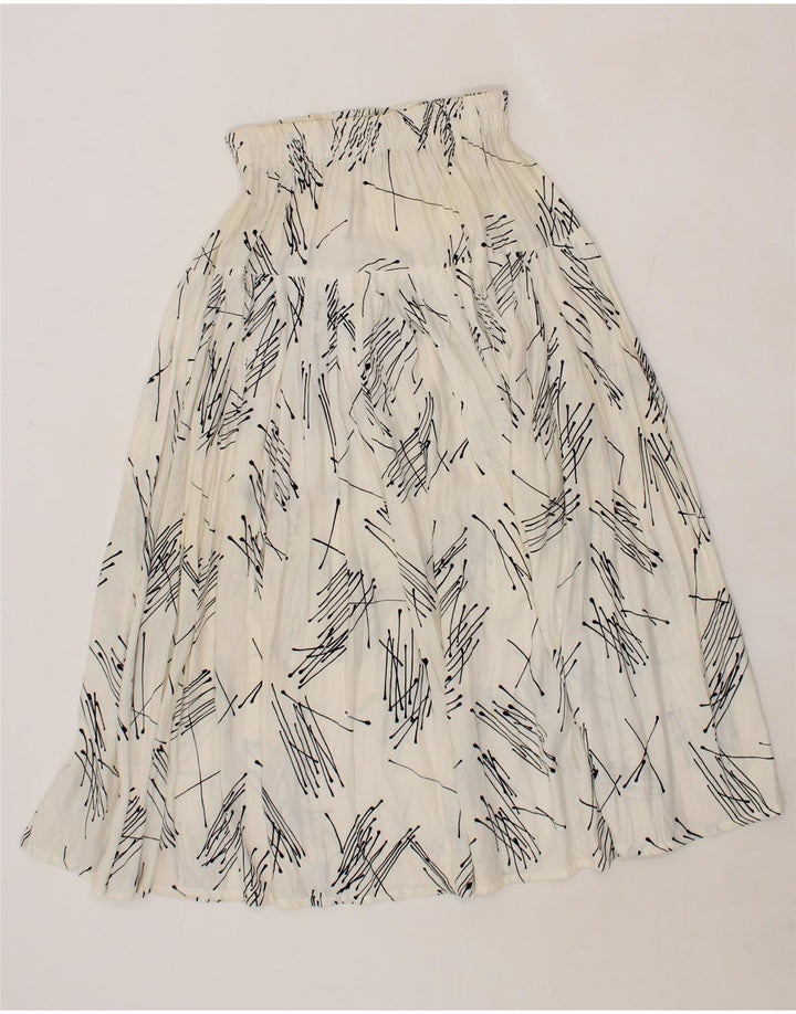 VINTAGE Womens Abstract Pattern A-Line Skirt W28 Medium White Vintage Vintage and Second-Hand Vintage from Messina Hembry 