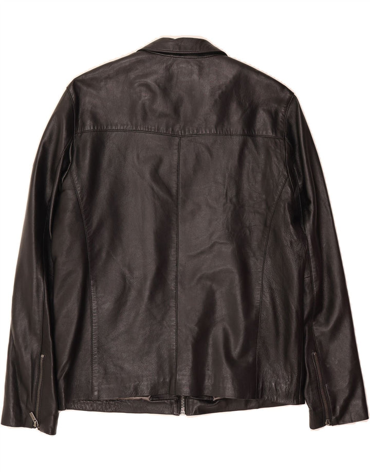 CARLO COLUCCI Womens Leather Jacket IT 54 2XL Black Leather Vintage Carlo Colucci and Second-Hand Carlo Colucci from Messina Hembry 