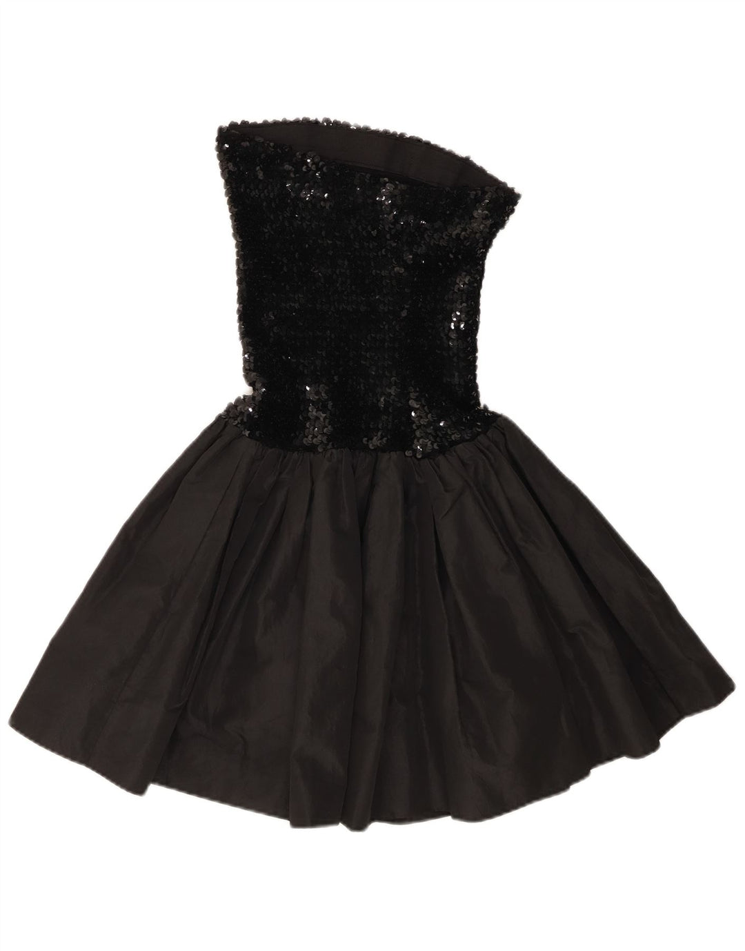 Abito vintage da donna senza spalline con paillettes UK 12 Viscosa nera media