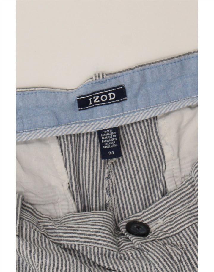IZOD Mens Chino Shorts W34 Large Grey Pinstripe Cotton Vintage Izod and Second-Hand Izod from Messina Hembry 