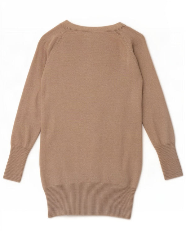 Maglione cardigan lungo da donna Zara UK 10 piccolo cotone screziato beige