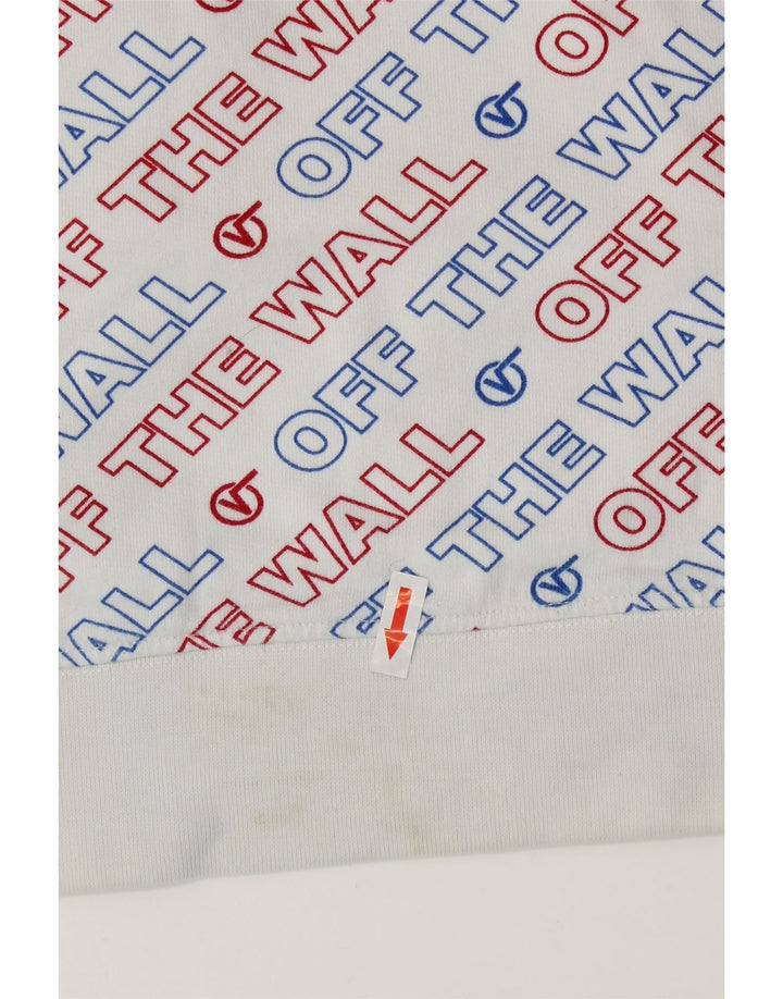 Felpa con cappuccio grafica da uomo Vans XS in cotone bianco