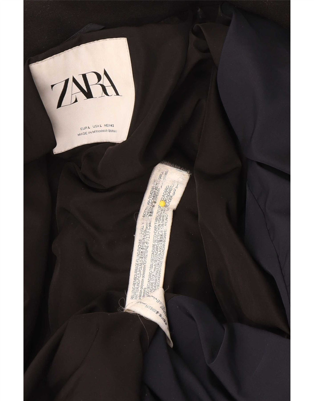Giacca imbottita da uomo Zara UK 40 grande poliestere blu navy