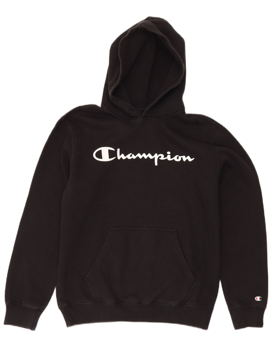 Maglione con cappuccio grafico da uomo Champion in cotone nero medio